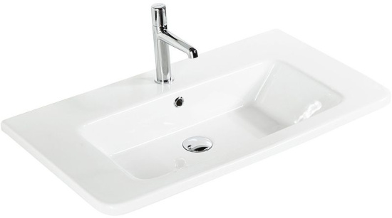 Тумба с раковиной Aquanet Эмбер 80 2 ящика, черная матовая, раковина Urban