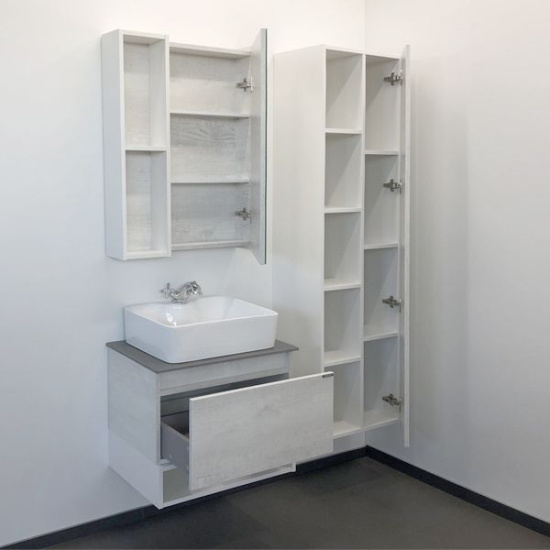 Тумба с раковиной Comforty Прага 60 00-00003478 дуб белый, столешница антрацит
