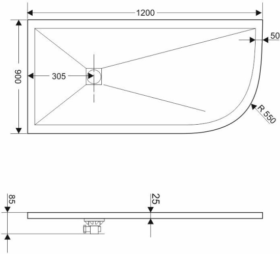 Поддон для душа RGW Stone Tray ST/AL-0129W 90х120