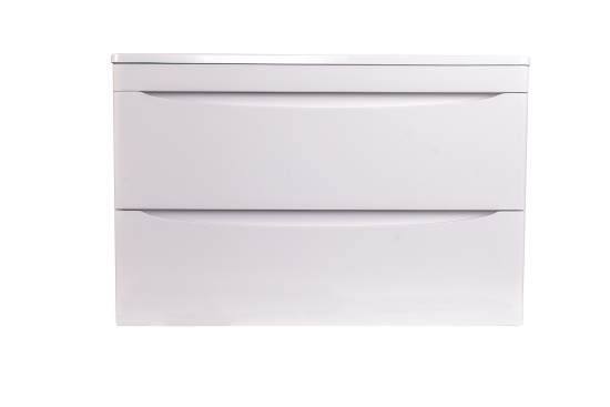 Тумба с раковиной Style Line Бергамо мини 80 2 ящика Люкс антискрейтч белая, Plus подвесная