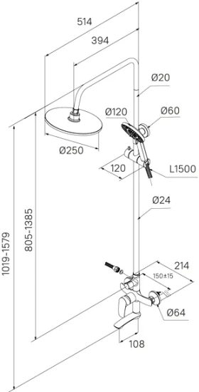 Душевая стойка Milardo Rora RORWT4FM06 белая
