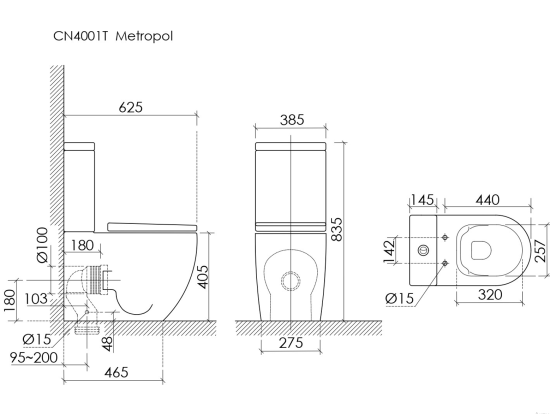 Унитаз-компакт Ceramicanova Метрополь (Metropol) Rimless CN4001TMW