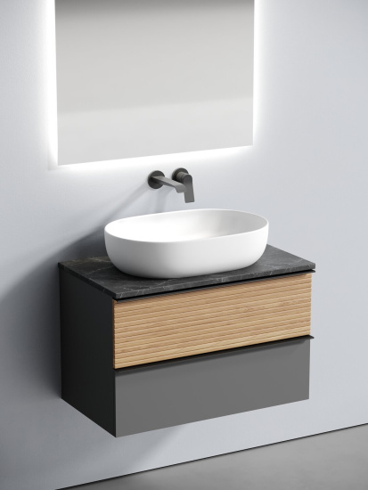 Тумба с раковиной Sancos Delta 80 дуб красный/графит, DL80GR