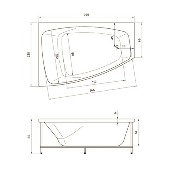 Акриловая ванна Aquatika Альтея 180 см Standart