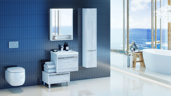 Зеркало-шкаф Aquaton Капри 60 R, с подсветкой, бетон пайн