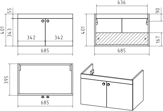 Мебель для ванной Misty Тондо 70