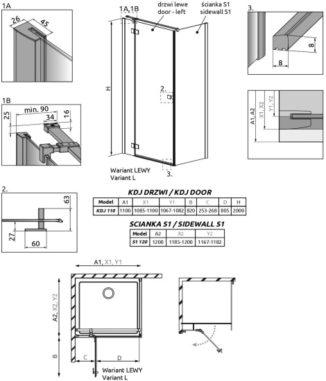 Душевой уголок Radaway Essenza New Black KDJ 110х120 L