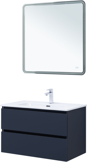 Тумба с раковиной Aquanet Вега 2.0 80 2 ящика, маренго, раковина Flat