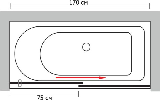 Шторка на ванну GuteWetter Slide Part GV-862 правая 170 см стекло бесцветное, профиль хром