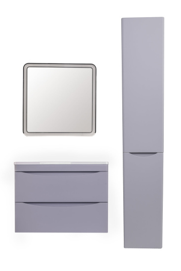 Тумба с раковиной Style Line Бергамо мини 70 2 ящика Люкс антискрейтч серая, Plus подвесная