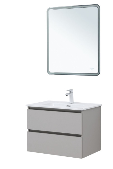 Тумба с раковиной Aquanet Вега 2.0 70 2 ящика, бежевая, раковина Flat