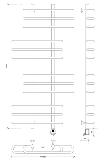 Полотенцесушитель электрический Secado Венеция 6 120/20/70 R, хром