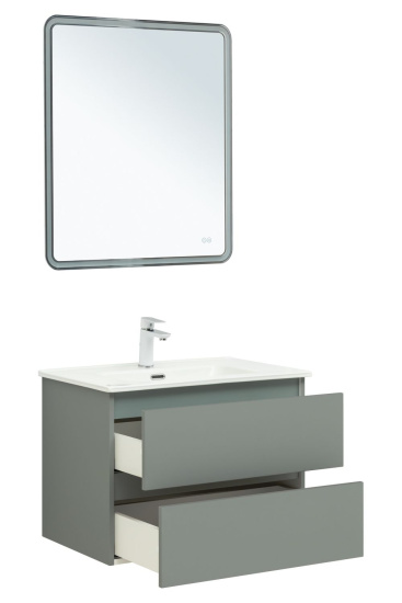 Тумба с раковиной Aquanet Вега 2.0 70 2 ящика, мисти грин, раковина Flat