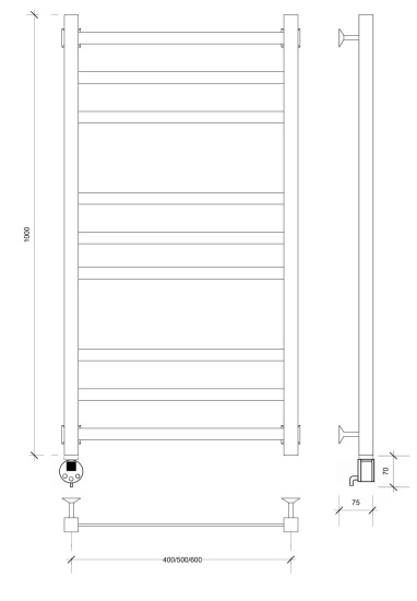 Полотенцесушитель электрический Secado Корсико 3 100/50 L, хром