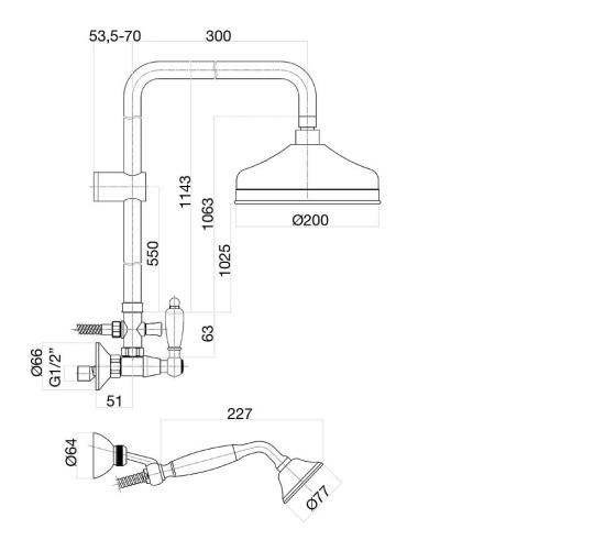 Душевая стойка Fiore Coloniale Black 22OO0620 золото