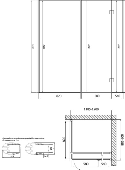 Душевой уголок Vegas Glass AFP-Fis Lux 120*90 09 01 R профиль золото, стекло прозрачное