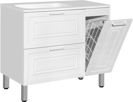 Тумба с раковиной Style Line Альба 90 L, с бельевой корзиной