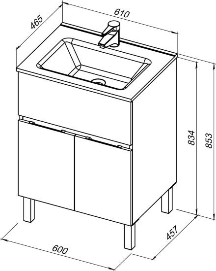 Мебель для ванной Aquanet Алвита new 60 напольная, белая матовая, с дверками и ящиком