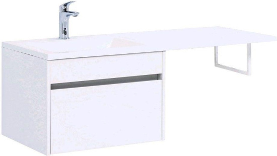 Тумба с раковиной Aquanet Токио 120 L белая подвесная, 1 ящик