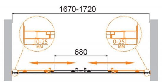 Душевая дверь в нишу Cezares Molveno-BF-2-180-P-Cr