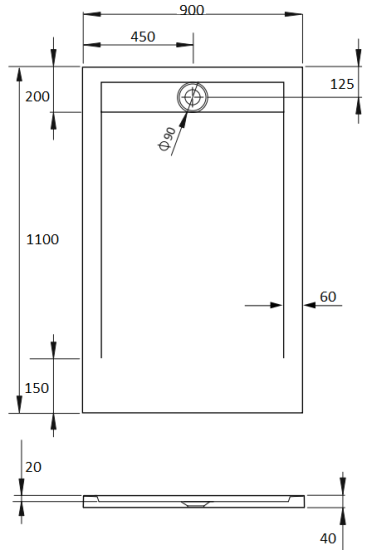 Поддон для душа Radaway Teos F 110x90 anthracite, с сифоном