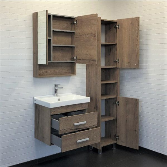Зеркало-шкаф Comforty Никосия 60 дуб тёмный