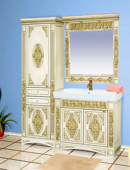 Тумба под раковину Misty Беатрис 80 бежевая, патина