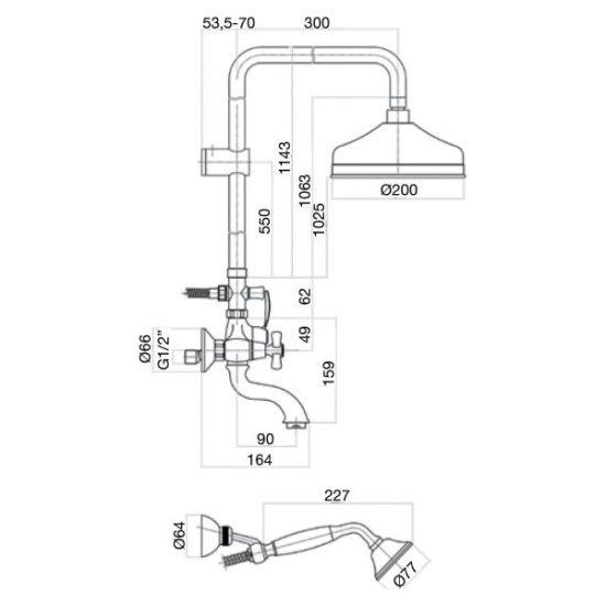 Душевая стойка Webert Armony AM721208065 бронза