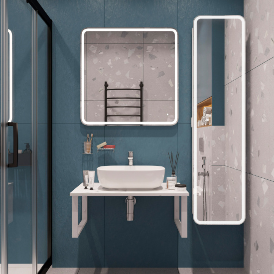 Столешница с раковиной Diwo Элиста 80 белый мрамор, с раковиной Moduo 50 Square