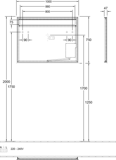 Зеркало Villeroy & Boch More to See 14 A4291000 100 см, с подсветкой