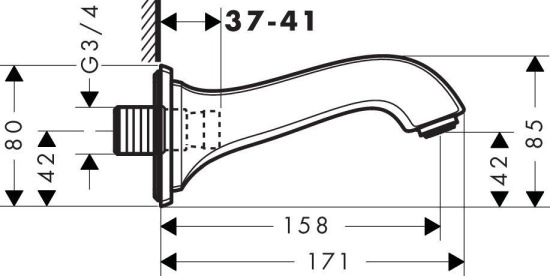 Излив для ванны Hansgrohe Metropol Classic 13425000