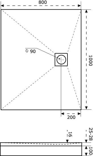 Поддон для душа Good Door Essentia 80x100, с сифоном, черный