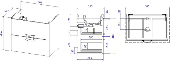 Тумба с раковиной Sanflor Выборг 60 подвесная, дуб крафт золотой