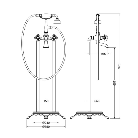 Напольный смеситель для ванны Timo Nelson 1900/03Y-CR