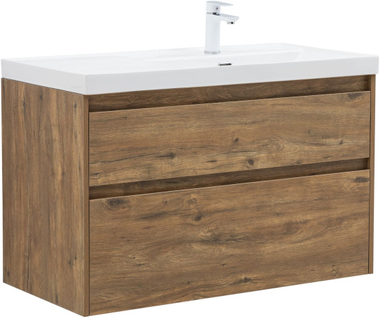 Тумба с раковиной Aquanet Nova Lite 2.0 100 R 2 ящика, дуб рустикальный