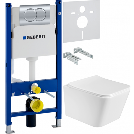 Инсталляция Geberit Duofix Delta 458.149.21.1 с кнопкой + унитаз подвесной Vincea Q-Line VT1-12T