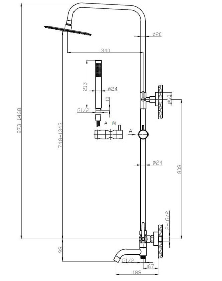 Душевая стойка Esko Bangkok ST250BG