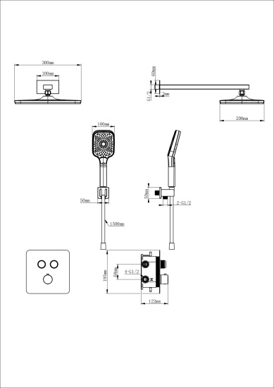 Душевая система Wonzon & Woghand WW-B4003-MW с термостатом