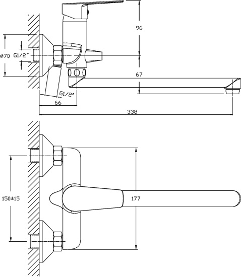 Смеситель для ванны Rush Disco DI6935-51 универсальный