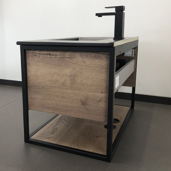 Тумба с раковиной Comforty Бонн 75, подвесная, дуб темный