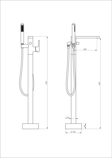 Напольный смеситель для ванны Wonzon & Woghand Stick WW-88649901-BG