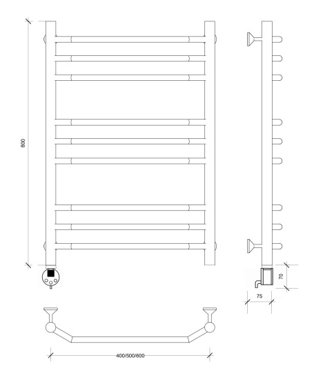Полотенцесушитель электрический Secado Агата 3 80/60 L, хром