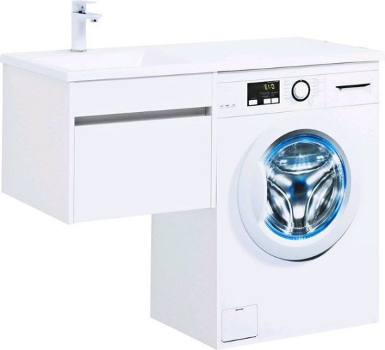 Тумба с раковиной Aquanet Токио 110 L белая подвесная, 1 ящик