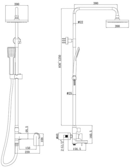 Душевая стойка Bravat Real F6333367CP-A-RUS
