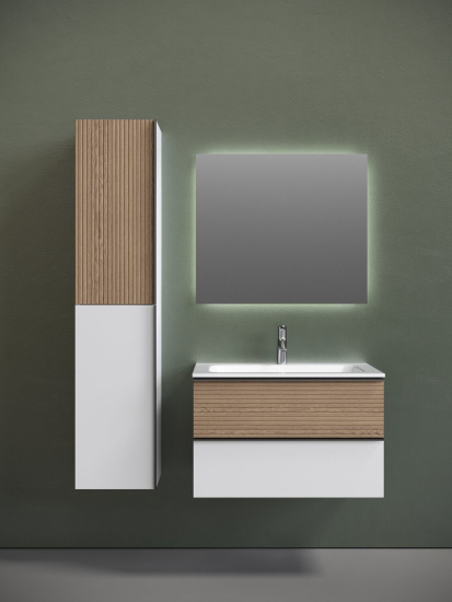 Тумба с раковиной Sancos Delta 80 дуб светлый/белый, DL80W