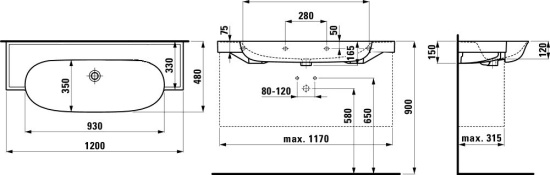 Тумба с раковиной Laufen The New Classic 4.0605.1.085.631.1 белая глянцевая