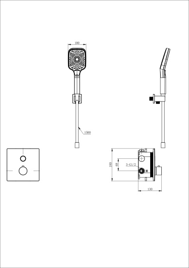 Смеситель для душа Wonzon & Woghand WW-D1017-B-BG с термостатом