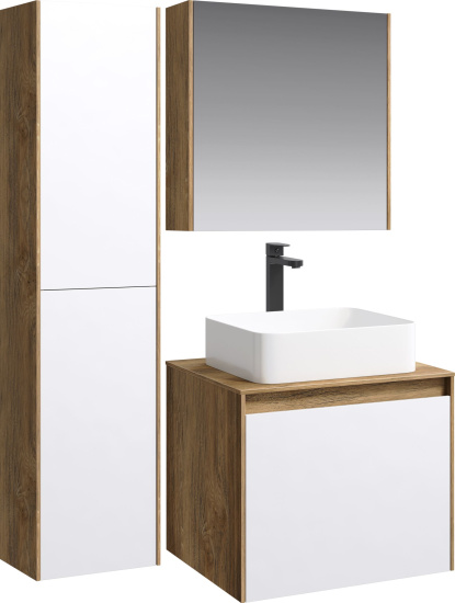 Тумба с раковиной Aqwella 5 stars Mobi 60 дуб балтийский, белая