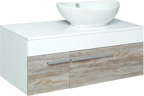 Тумба с раковиной Runo Вудлайн 100, скандинавский дуб, раковина Гамма 56