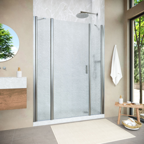 Душевая дверь в нишу Vegas Glass EP-2F NOVO h2000 195 04 02 L, профиль никель, стекло шиншилла